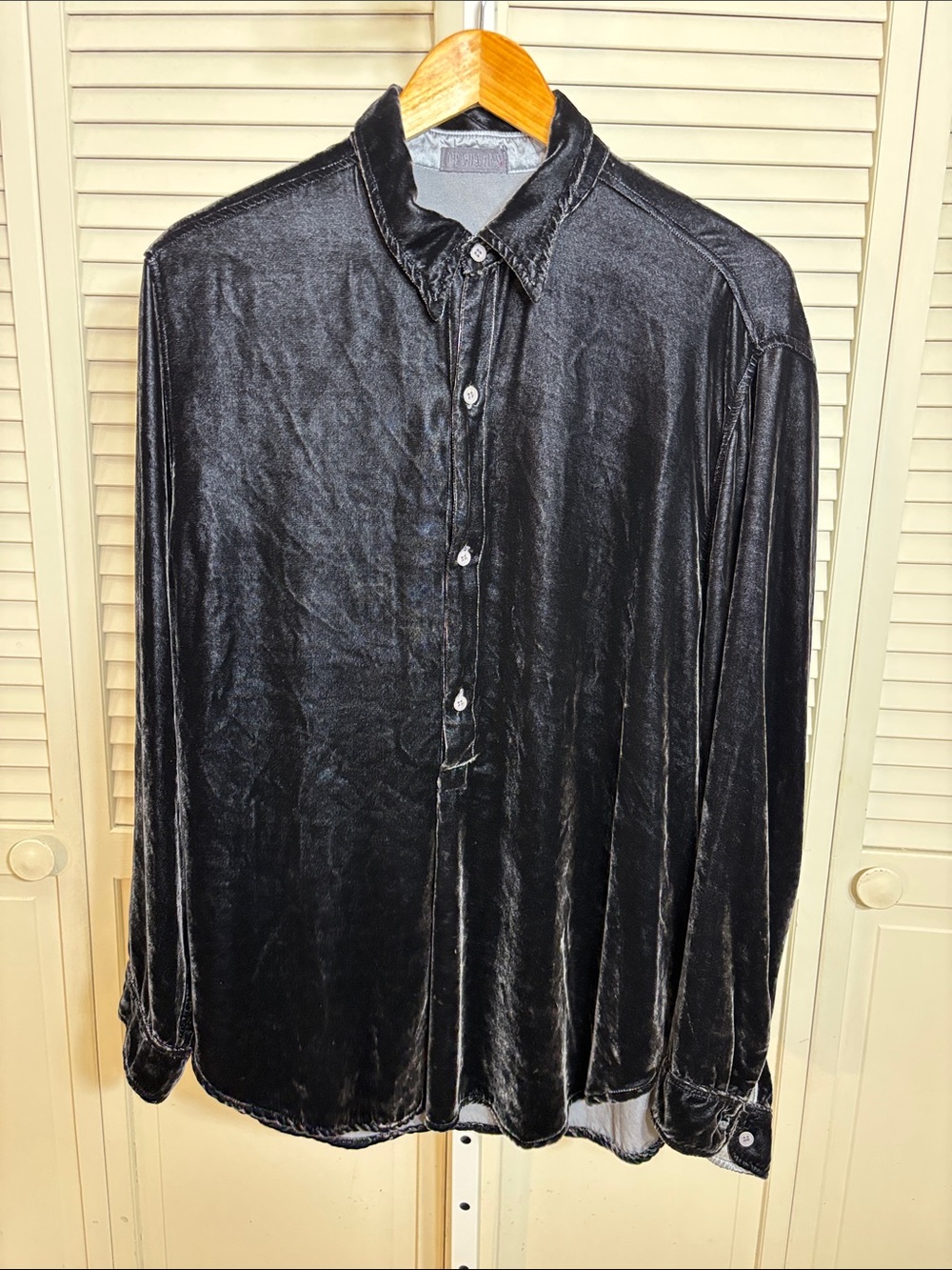 CP Shades Velvet Collared Henley Pullover Black Large